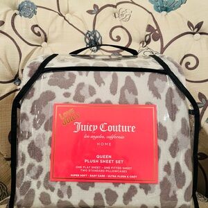 New Juicy Couture Queen Plush Sheet Set leopard print